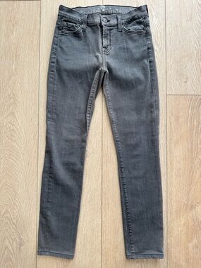🔥 7 For All Mankind Dark Grey Skinny Jeans- Y2K Icon Energy 🔥 Pre-hemmed!